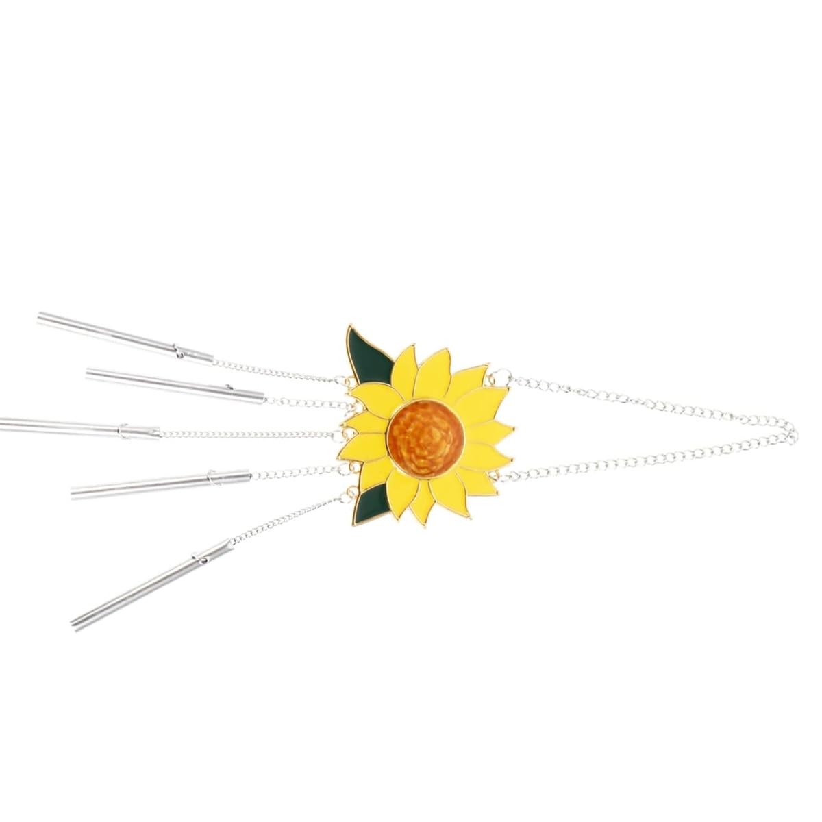 Sarini Sunflower Wind Chime Sun Flower Hanging Sign Dripping Pendant Stained Suncatcher Garden Ornament Decor For Outdoor Indoor Home Living Room Window