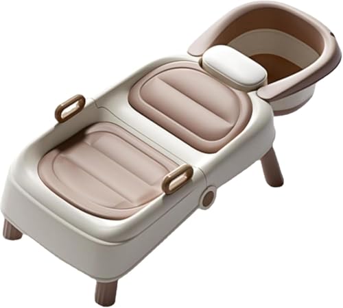 MYJYGシャンプーチェアシャンプーブラシ折りたたみ式シャンプー子供用シャンプーマタニティシャンプー折りたたみ式省スペース調整可能安全滑り止め耐荷重80 kg男の子女の子介護者/妊娠中/入院中/高齢者/子供用ベビー用品に適しています (カーキ,A)