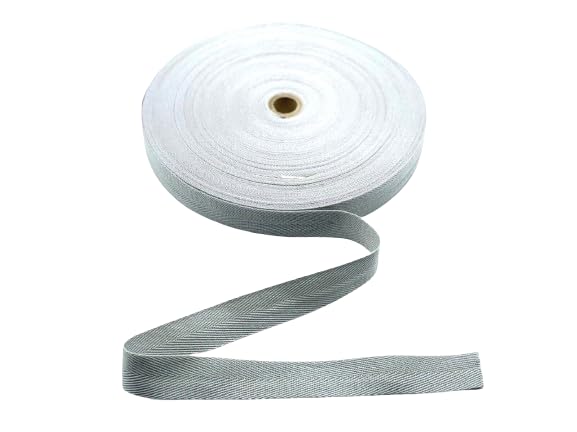Generic Cotton Blend Binding Apron Herringbone Twill Webbing Tape Sew Strap All Widths (Light Grey, 10 meter) — image 1