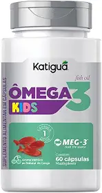 Katiguá, Ômega 3 + Vitamina E, Kids, MEG-3, EPA + DHA, Fish Oil, 60 Cápsulas Soft Gel • 60 doses