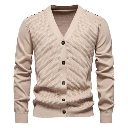 Men Slim Fit V Neck Button Front Knit Cardigan Sweater Casual Soft Long Sleeve Textured Knitwear3