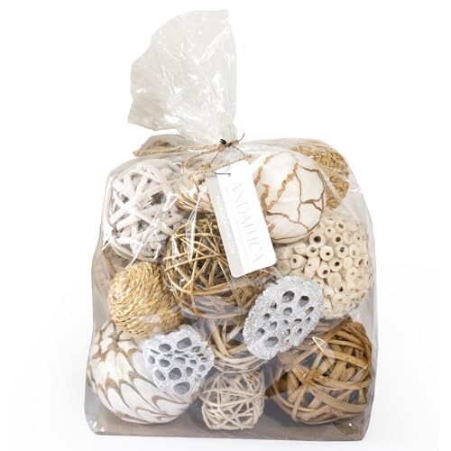 Image of ANDALUCA Large Decorative Vase Filler Bag with Orbs, Balls (Beige)