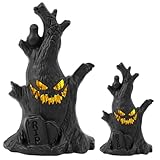 Lifnatty Halloween Tree Lights Decorations 2 Pack β Haunted Tree with Glowing Eyes, Battery Operated Halloween Tabletop Decorations for Home, Mantel, Party & Indoor Haunted House Decor