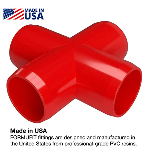 Formufit F001Crx-Rd-4 Cross Pvc Fitting, Furniture Grade, 1" Size, Red (Pack Of 4) #TOP1