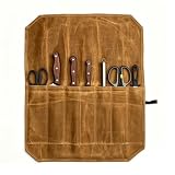 Messertasche Kochmesser Tragbare Messerrolle Tasche mit 7 Fächern aus Canvas für Camping und Wandern Outdoor Küche