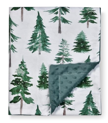 Image of Baby Blanket, Soft Minky Warm Blanket for Boy or Girl, Receiving blanket with Double Layer Dotted Backing for Newborns Nursery Stroller Toddlers Crib Bedding (30 x 40 Inch) Sunflower (Green Pine)