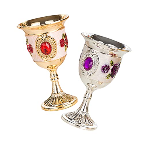 STOBAZA 2piezas Copa De Vino Blanco De Aleación Copas De Vintage Hogar Cáliz De Vino Estilo Lujoso Adornos