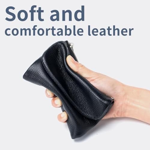 Joyfullygo Wallet, Unisex Pebble Leather Wallet, 2025 New Genuine Leather Clutch Bags, Coin Credit Id Card Holder Small Wallets for Men & Women (Red contrast)2