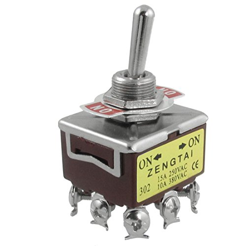 uxcell On/On 2 Position 3P2T 3PDT Toggle Switch, AC 250V/15 Amp, 380V/10 Amp