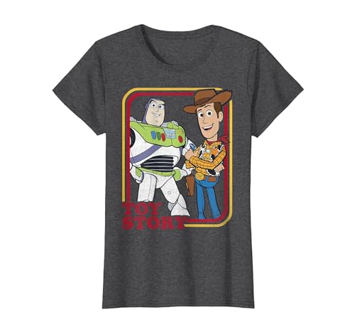 Disney Pixar Toy Story 4 Woody And Buzz Vintage Portrait T-Shirt, Women, Dark Heather Grey, Medium