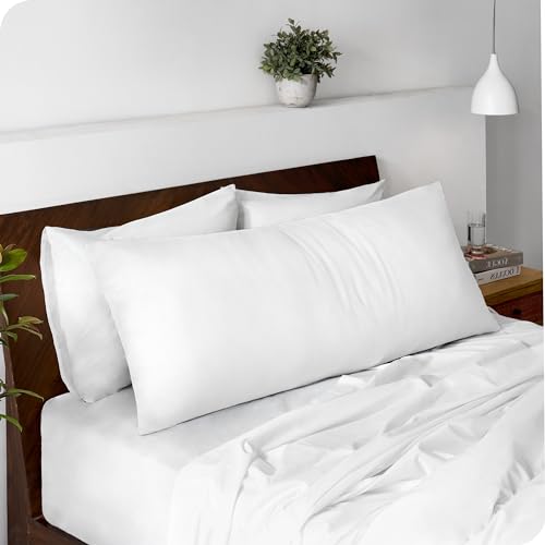 Bare Home Microfiber Body Pillow Cover - Ultra Soft - Cooling Pillowcase - Double Brushed - Pillowcase with Zipper Closure - Easy Care (20''x54'' Body Pillow Cover, White)