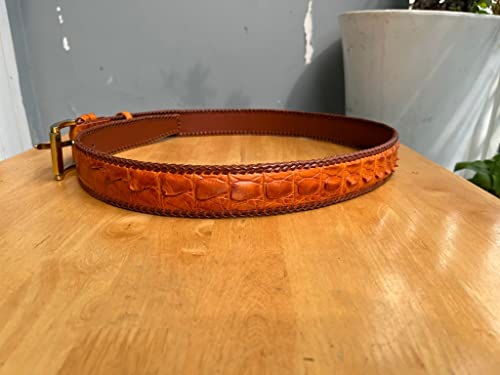 Genuine crocodile leather skin tan brown belt buckle for men, alligator leather Men's belt, gift for him3