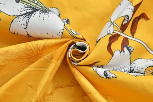 Image of Glace Cotton Single Bedsheet 60x90 Inch with 1 Pillow Cover 18x28 Inch - Bright Yellow Floral Print Bed Sheet Set - Soft Flat Bedcover for Single Mattress Bedroom Hostel Room - Yellow Flower