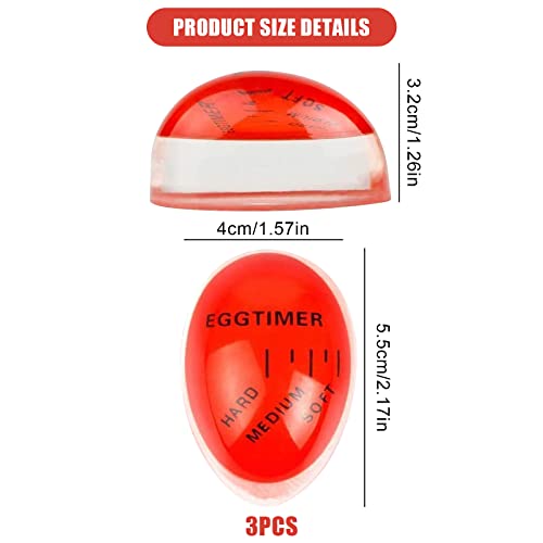 Image of 2Pcs Egg Timer,Colour Changing Boiled Egg Timer,Color Indicator Soft Medium & Hard Boiled Eggs Heat Sensitive Safe Durable Kitchen Tool for Breakfast,Cooking Kitchen,Gift & Home Use, Red