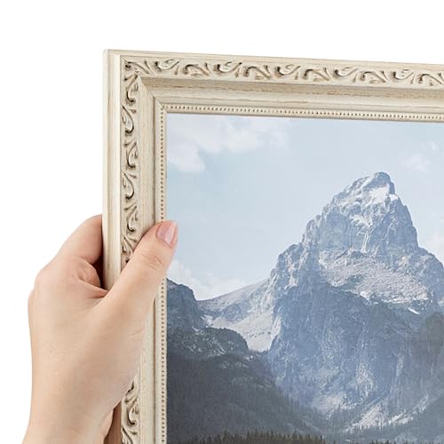 ArtToFrames 40x60 CM / 15.75x23.62 INCH White Picture Frame This 1.30 Inch Custom Wood Poster Frame is White Wash - Comes with Economy Acrylic and Corrugated Backing