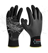 Gants De Travail Thermiques Imperméables KAYGO – Revêtement Double Latex, Doublure Chaude – Pour Froid, Neige, Jardinage – Taille S (noir)