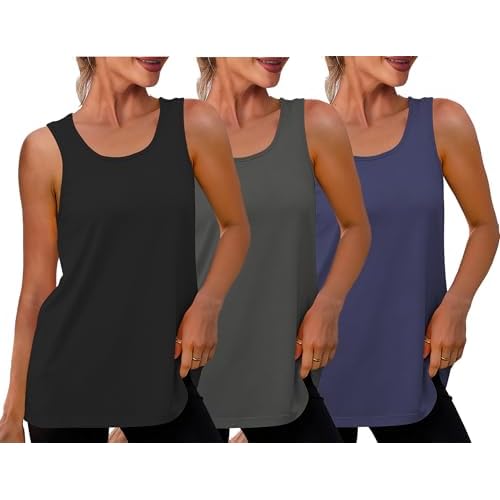 Cakulo Womens Sleeveless Workout Tops Racerback Athletic Summer Tank Tops Gym Yoga Running Shirts Clothes