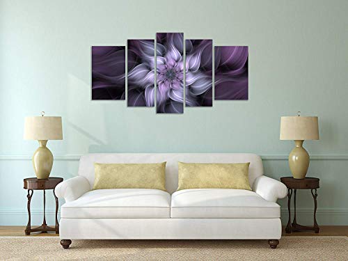 Tutubeer 5 Panel Bauhinia Chinese Redbud Purple Flower Plant Botany Picture Flower Artwork Oil Painting On Canvas Stretched And Framed Giclee Print Home Decoration Living Room Bedroom Wall Art Hanging #TOP3