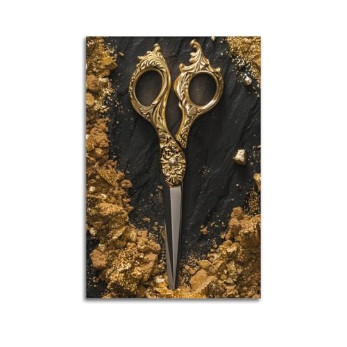 Modern Black And Gold Barber Canvas Poster - Trendy Haircut