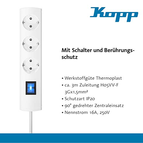 Kopp Unoversal Plus 232602016 - Ciabatta Elettrica A 3 Prese, 3600 W, 250 V - 5