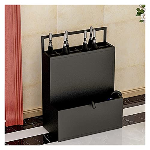Lar Capacity Porte-parapluie en métal pour banques d'hôtels et bars, support élégant noir avec trous de drainage pour 15 à 30 parapluies 48 x 27 x 67 cm