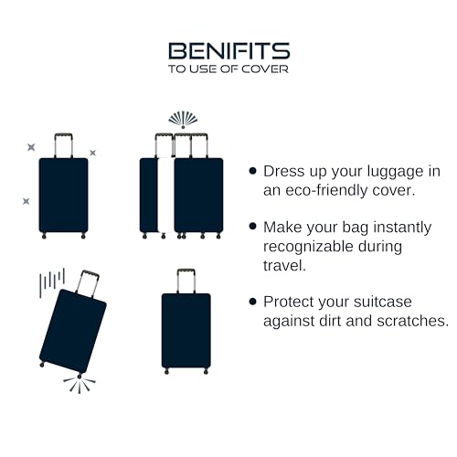 Image of Printed Luggage Cover for Traveling Bag & Suitcase - Stretchable & Scratchproof Trolley Protector with Velcro Lock & Lightweight Washable Material(Suitcase Bag Not Included, Only Cover in Product)