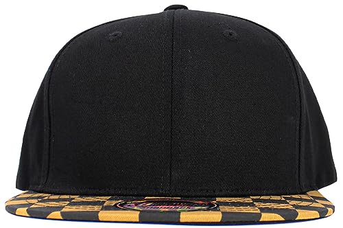 Image of KBETHOS Classic Snapback Hat Blank Cap Underbrim Cotton Wool Blend Flat Visor Adjustable Unisex