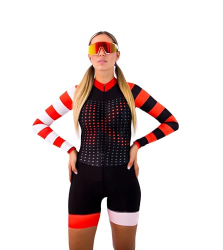 Combinaison de cyclisme femme manches longues vêtement rembourré taille XS-3XL