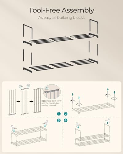 سونج مايكس رف احذية معدني بطبقتين لتخزين الاحذية حتى 10 ازواج لغرفة المعيشة والمدخل والرواق وغرفة الملابس، 36.1 × 11.5 × 13 انش، اسود، ULSA12BK