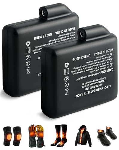 Maliansun 7.4V Battery for Heated Gloves Heated Socks 6400mAh Replacement Batteries for Rechargeable Heated Gloves Heated Socks Heated Mittens