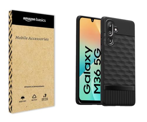 Image of amazon basics TPU Soft Back Cover for Samsung Galaxy M36 5G | Full Camera Protection | Flexible Shockproof Back Case for Samsung Galaxy M36 5G (Black)