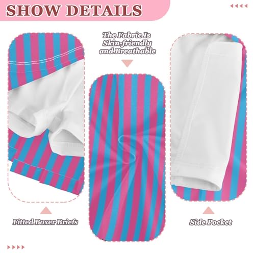 Blue Pink Stripes Girls Athletic Skorts Flowy Golf Tennis Skirts with Shorts & Pocket4