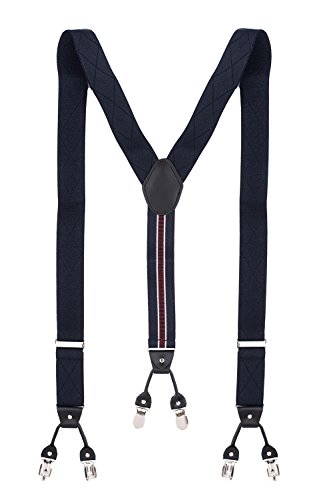 Image of The Tie Hub Tip Blue Clip On Suspenders For Men