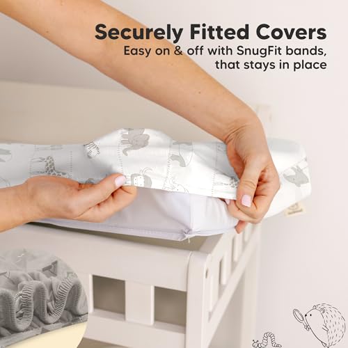 Image of 2-Pack Organic Changing Pad Covers for Girl, Boy, Neutral - 100% Cotton Changing Table Pad Cover, Soft Baby Nursery Diaper Changing Pad Sheets, Contour Changing Pads Liners,Change Pad Cover (Savannah)