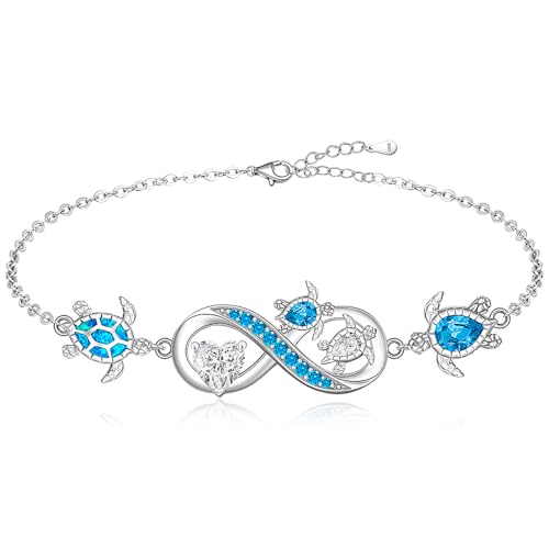 Sea Turtle Gifts for Women Sea Turtle Bracelet for Women Sterling Silver Adjustable Ocean Beach Hawaiian Sea Jewelry Christmas Birthday Gifts
