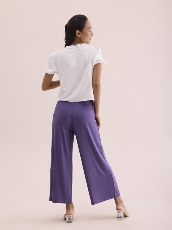 Image of GO COLORS Soft Viscose Knit Palazzo Full Length for Women| Breathable, Mid Rise
