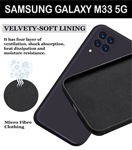 Image of A rtistque Liquid TPU Back Cover for Samsung M33 5G Back Cover | Silicone Matte Shockproof Flexible with Camera Protection Soft Back Cover Case for Samsung Galaxy M33 5G - Black