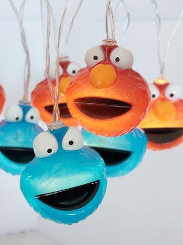United Labels Bairro Sésamo o monstro de bolachas e Elmo luzes LED 2 m com 10 LEDs branco quente a pilhas decoração para interior conexão USB-C