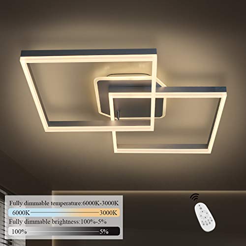 ZMH Deckenlampe LED dimmbar mit Fernbedienung Deckenleuchte 49w moderne Wohnzimmerlampe Deckenbeleuchtung für Schlafzimmer Küche Esszimmer Wohnzimmer Arbeitszimmer Flur Balkon