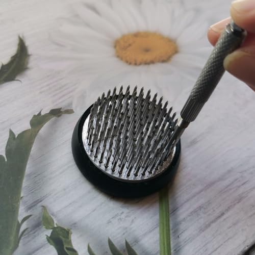 ponezg Set of 2 Flower Hedgehogs, Stainless Steel, Round, 46 mm + 50 mm, Flower Hedgehog, Flower Frog - Image 4