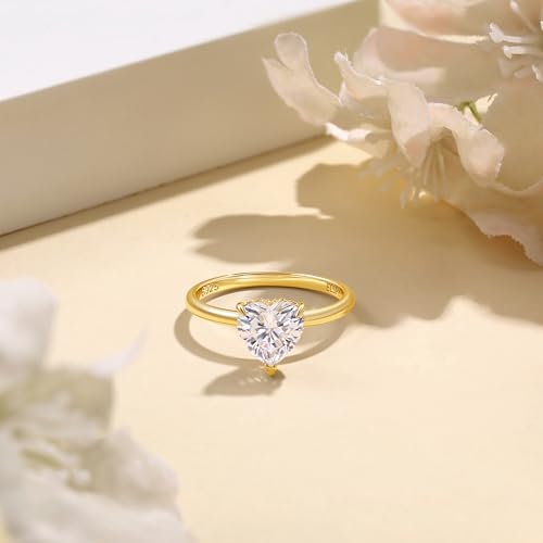 Elspeth 925 Sterling Silver Engagement Ring for Women, Heart Shaped 1.5CT Cubic Zirconia Halo Wedding Promise Ring Size 5.5 — view 2