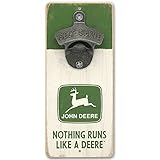 John Deere Wall Bottle Opener - Vintage John Deere Bottle Opener Made with Wood and Cast Metal - Nothing Runs Like a Deere