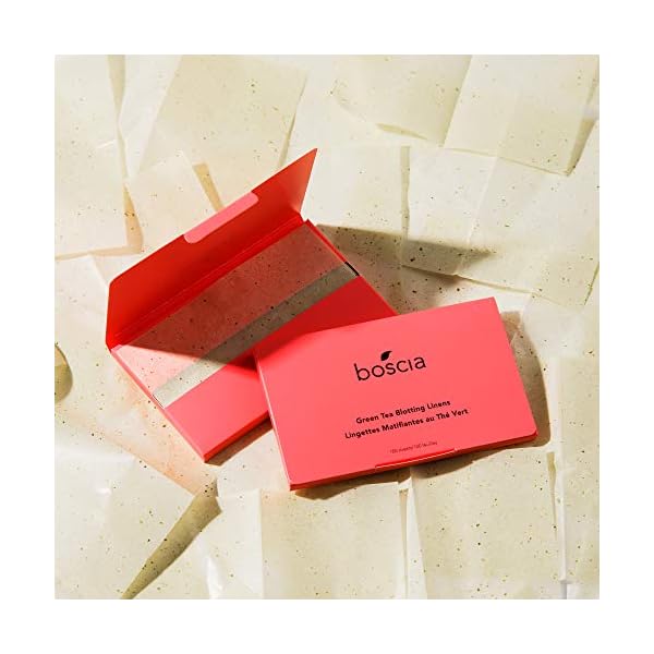 boscia Green Tea Blotting Linens - Vegan, Cruelty-Free, Natural Skin Care - Oil Blotting Sheets for Face - For Combination to Oily Skin Types - Travel Size - 100 Sheets