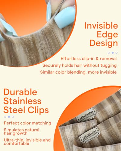 Image of Full Shine Seamless Clip-In Hair Extensions, Platinum Highlights Remy