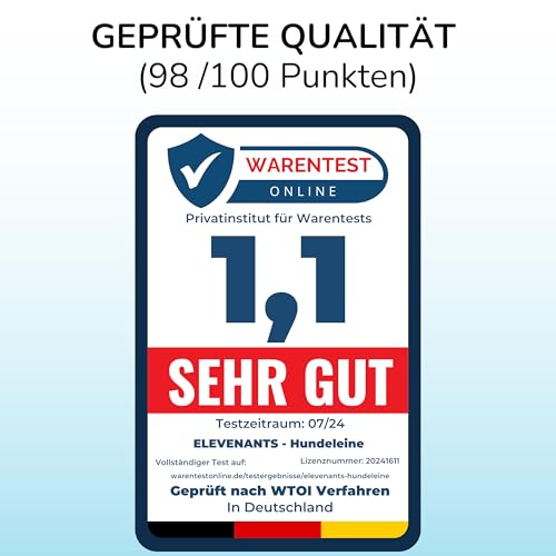 elevenants® Verstellbare Hundeleine 3 Meter | Robuste Nylon Umhängeleine für mittelgroße bis große Hunde | Führleine mit 200kg Zugkraft | Doppelleine mit 2 Karabiner | Multifunktionsleine (Grün)