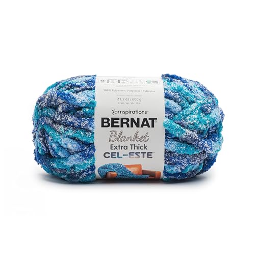 Image of Bernat Blanket Extra Thick Cel-Este Nebula Blue Yarn - 1 Pack of 21.12oz /598.74g - 100% Polyester - #7 Jumbo - 72 Yards - Chunky Yarn for Hand Knitting, Crocheting, Crafts & Amigurumi