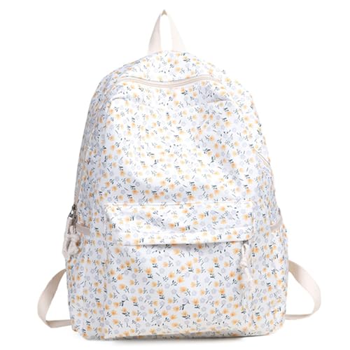 NIDONE Mochila floral, mochila de flores para niñas de gran capacidad de 12x17 pulgadas floral con cremallera y estética informal de bolsillo lateral para la escuela, viajes y más