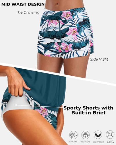 Image of Women Two Piece Swimsuits Loose Tankini Top with Boy Shorts Bathing Suit