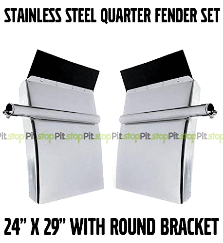 Quarter Fender Set 24 x 29 Round Bracket Stainless Steel For Semi Truck…