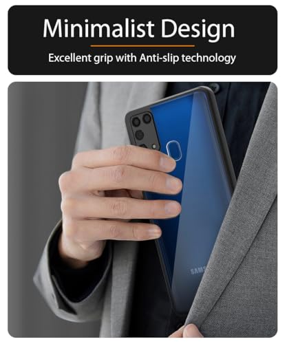 Image of WOW IMAGINE Shockproof Hybrid Back Cover for Samsung Galaxy M31 | F41 | M31 Prime | Hard Slim fit Back Case | PC & TPU | Clear Transparent Case - Black